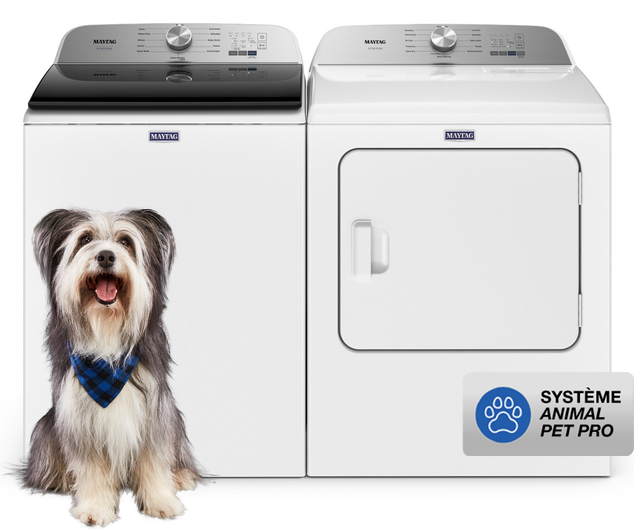 Laveuse à chargement vertical de 5,4 pi cu et sécheuse électrique Animal Pet Pro de 7 pi cu