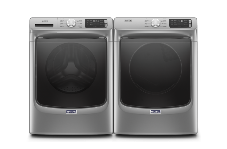 5.5 pi cu Laveuse à chargement frontal avec fonction Extra Power &amp; 7.3 pi cu Sécheuse électrique avec fonction Extra Power et cycle de séchage rapid