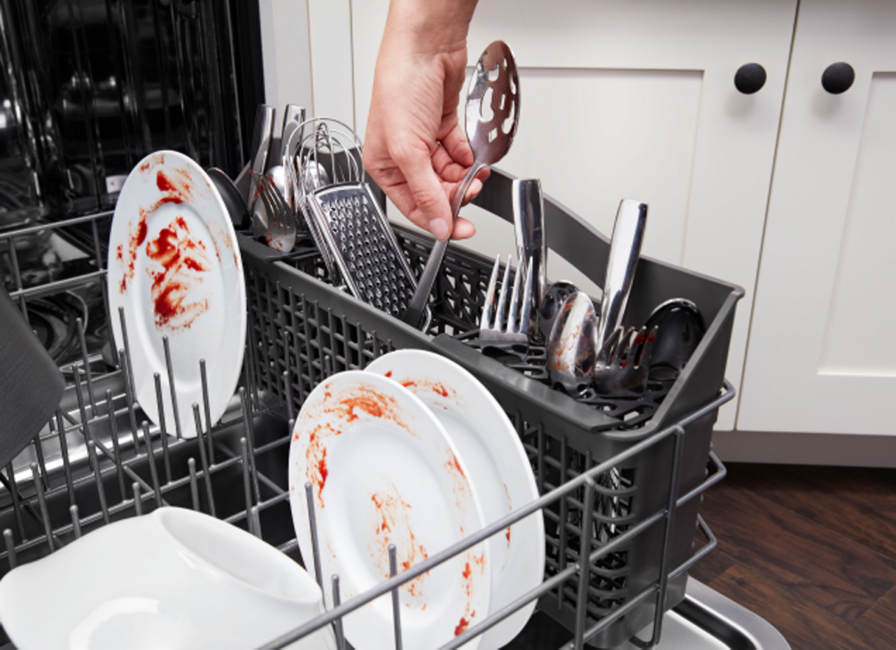 Dirty dishes in dishwasher