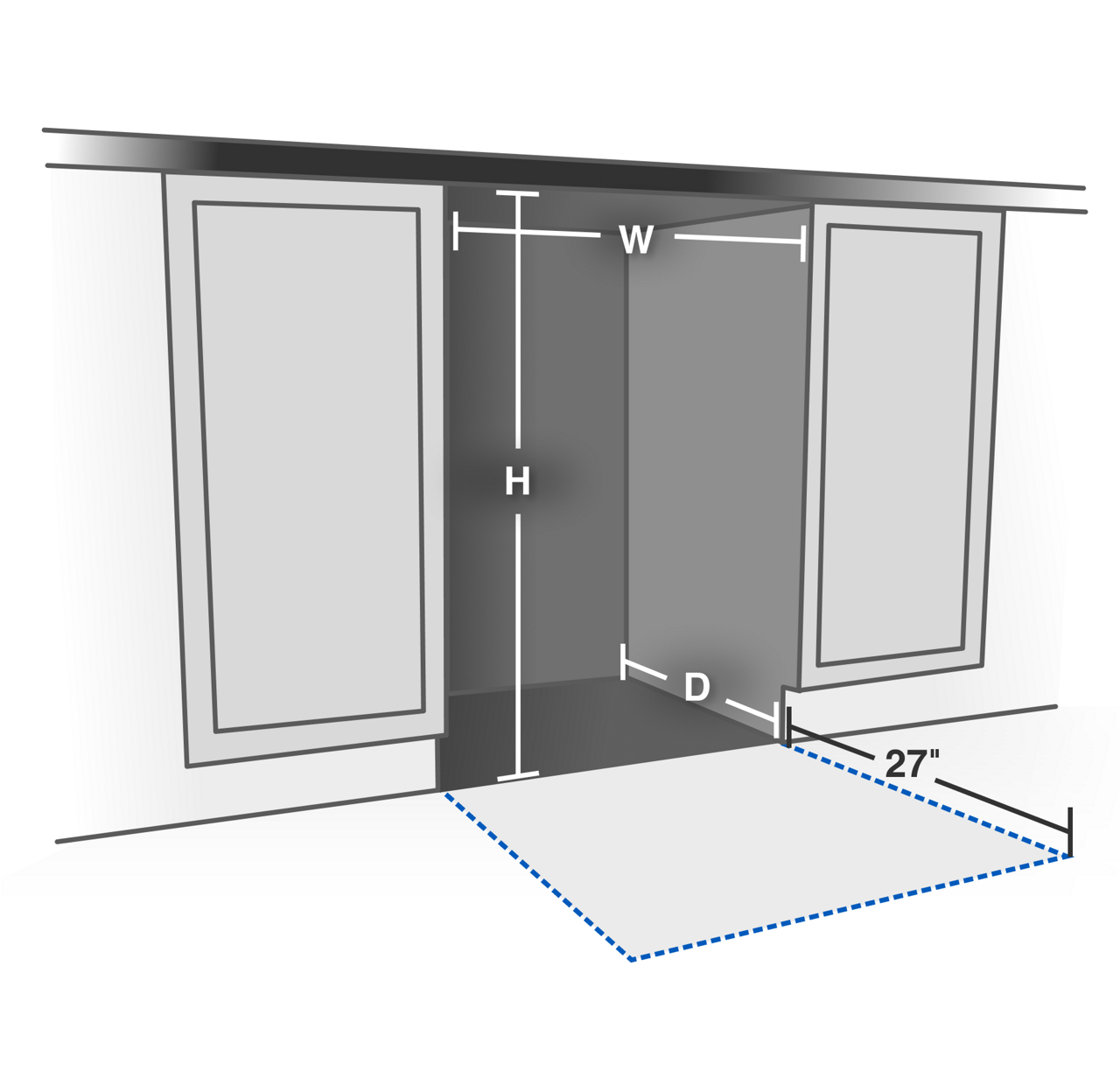 Dishwasher rough opening dimensions.
