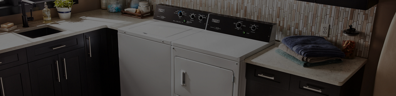 Commercial washing machines for home use.
