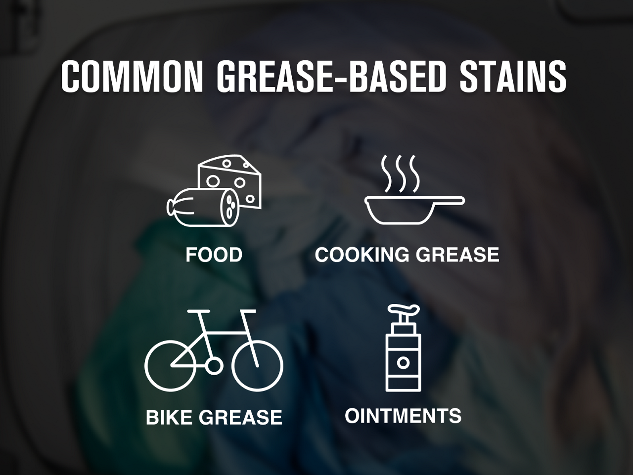 Common grease stains infographic. Common grease stains infographic.