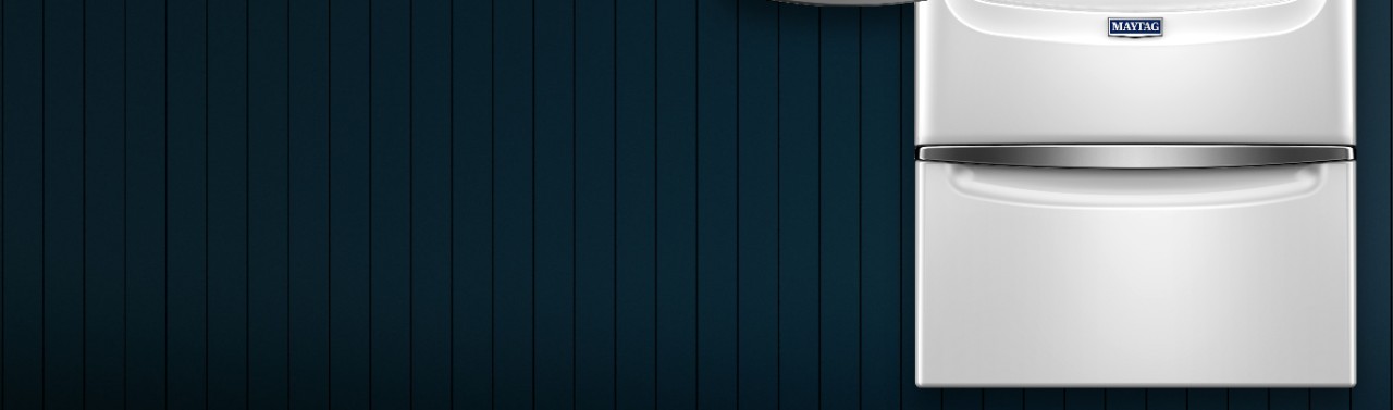 White pedestal on a dark blue background