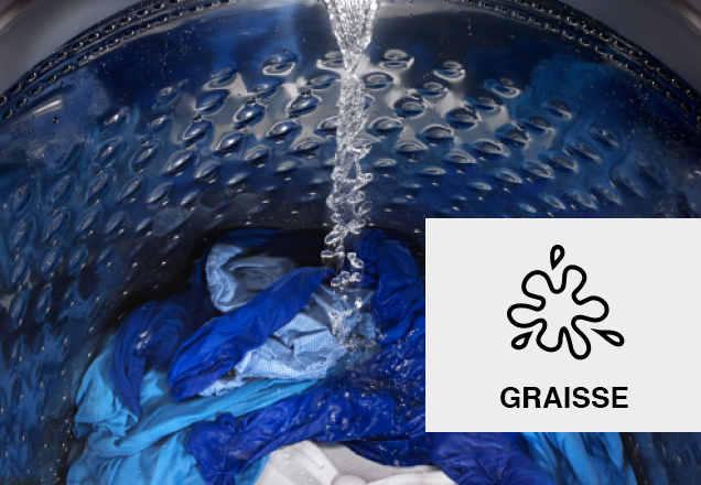 Eau diffusée dans un panier de lavage. 