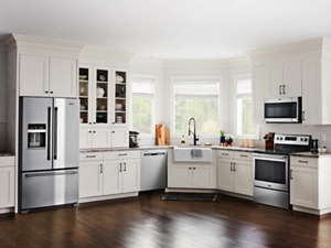 Various stainless steel appliances in a modern kitchen