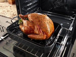 Cooked turkey in open oven