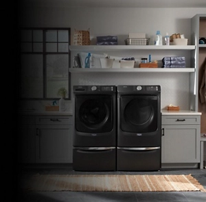Washer and dryer in a laundry room