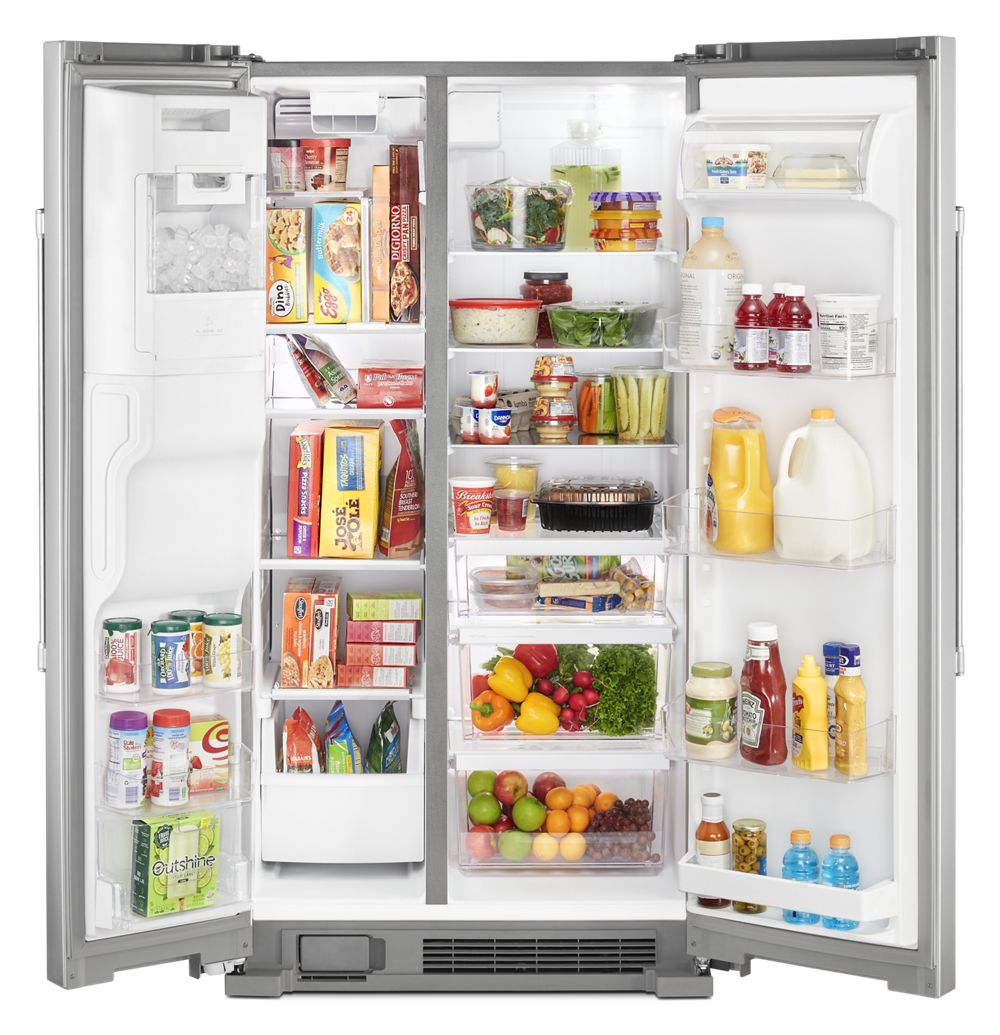 36-Inch Wide Side-by-Side Refrigerator with Exterior Ice and Water